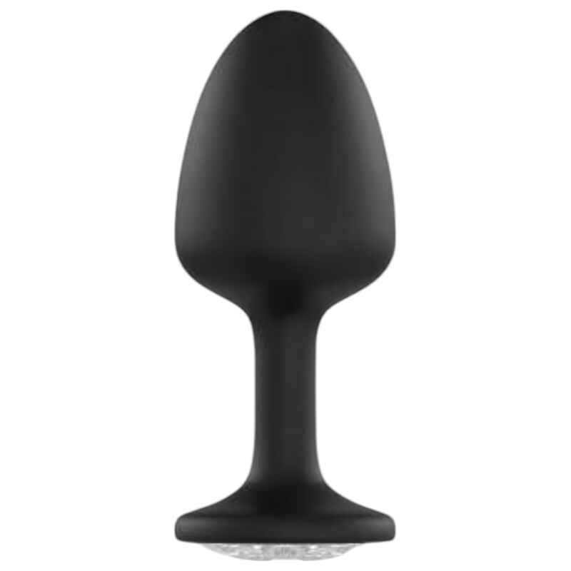 Dorcel Geisha Plug Diamond M - anál klenot s bielym kameňom (čierny)
