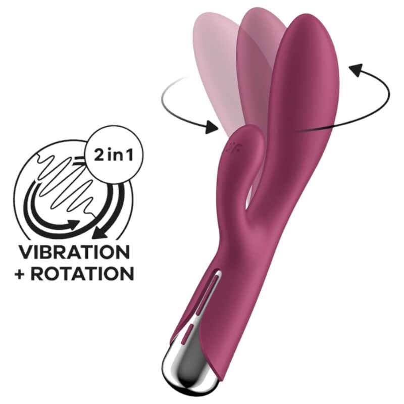 Satisfyer Spinning Rabbit 1 - rotačný vibračný držiak klitorisu (červený)