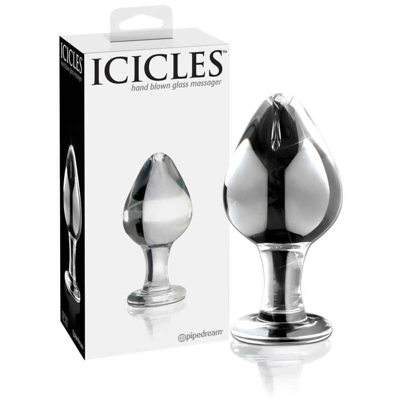 Icicles No. 25 - kužeľový sklenený anál plug (priehľadný)