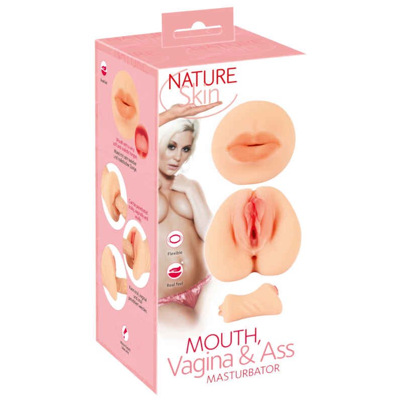 Nature Skin - vagína a ústa masturbátor (naturál)
