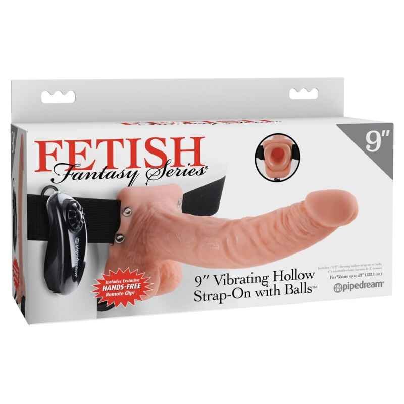 Fetish Fantasy 9" Vibrating Hollow Strap-On with Balls